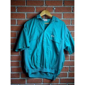 Members Only Teal Short Sleeve Pullover Shirt Vintage Style Size Large